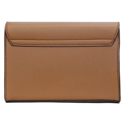 KKXIU Women Elegant Faux Leather Evening Envelope Clutch Purse Foldover Bags for Party Wedding Prom (A-Brown)