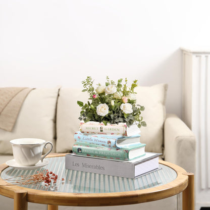 Garsheon Book Planter, Ceramic Planters with Drainage Hole, Ceramic Book Vase for Flowers, Cute Plant Pot for Book Shelf Decor, Book Shaped Vase for Book Lovers Gifts, Book Lovers Women