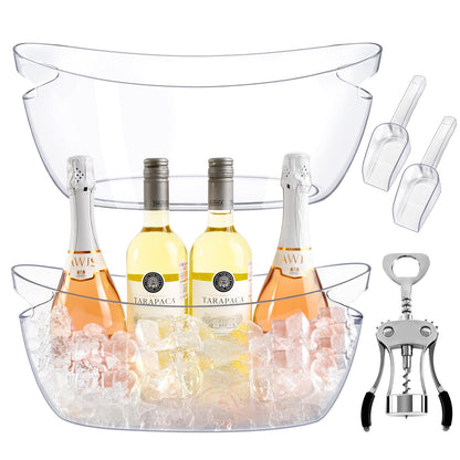 Blaithom 2-Pack Ice Buckets for Parties, 5.5L Clear Acrylic Beverage Tub