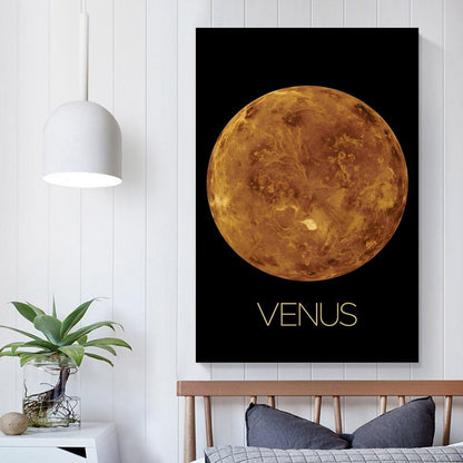 XIAOLOUTINYU Solar System Canvas Wall Art - Venus Planet Space Poster for Kids Room Bedroom Classroom, STEM Educational Astronomy Decor, Science Gift for Boys Girls Teens, 16x24 Inch Unframed