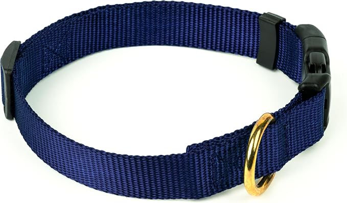 Country Brook Petz - Deluxe Nylon Dog Collar and Leash - 10+ Cool Colors (1 Inch, Extra Large, Navy Blue)