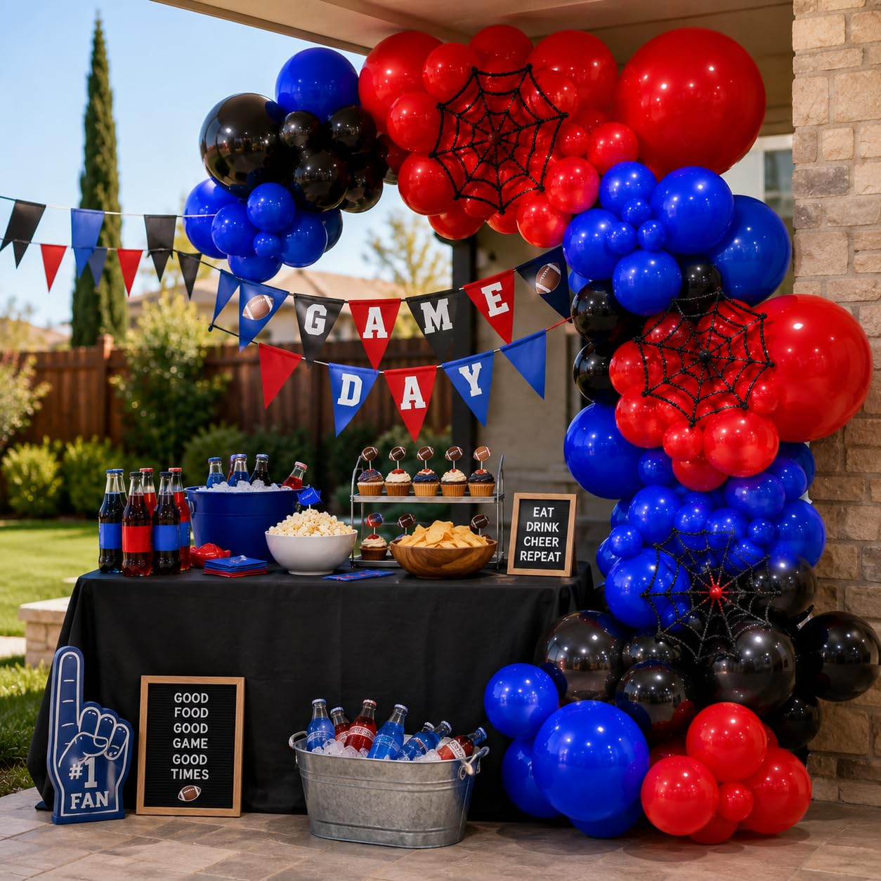 Red Blue Black Balloon Arch Garland Kit, 101 Pcs Matte Red Black and Royal Blue Latex Balloon Garland Set for Boys Kids Man Halloween Cool Spider Theme Party Birthday Graduation Party Decorations
