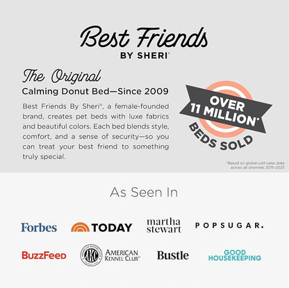 Best Friends by Sheri The Original Calming Donut Dog Bed for Large Dogs up to 100 lbs, Shag Faux Fur, Denim Blue, 36" x 36"