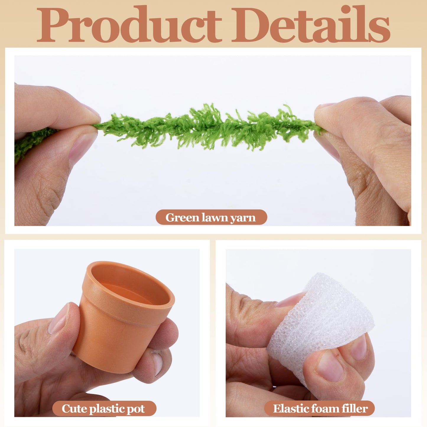 Mizelu 20 Sets Mini Knit Plants DIY Craft Pots, Little Plastic Plant Pot for Crochet, Knitted Craft Flower Pots for Handmade Gifts on Mother's Valentine's Day Home Office Decor (Brown)