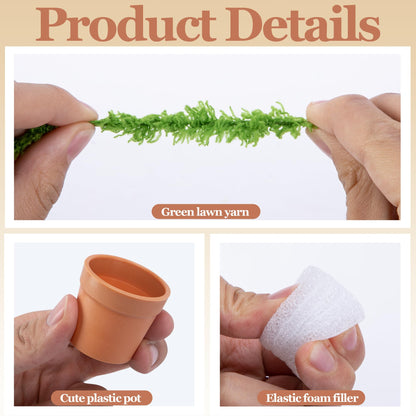 Mizelu 20 Sets Mini Knit Plants DIY Craft Pots, Little Plastic Plant Pot for Crochet, Knitted Craft Flower Pots for Handmade Gifts on Mother's Valentine's Day Home Office Decor (Brown)