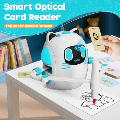 Drawing Robot for Kids with Camera Recognition, Smart Drawing Robot for Kids 3-8, Interactive Educational Drawing Machine with 150 Cards & 12 Colorful Pens, Christmas Birthday Gifts for kids Ages 3+