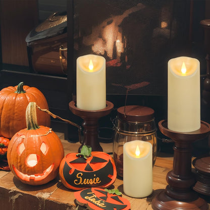 KunSwenn Flickering Flameless Candles with Remote Timer, LED Candles Battery Operated, Won’t Melt Plastic Velas Artificiales para Decoracion for Wedding Halloween Christmas Decor(Ivory, Set of 6)