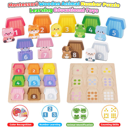 Montessori Wooden Farm Animals Toys for 1 2 3 Year Old Toddlers - Counting, Matching & Sorting Fine Motor Games, 1st Birthday Gifts for 1-2 Years, Learning Toys for Baby Boys Girls Age 12-18 Months