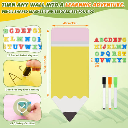 AmazingSpark Magnetic Chalkboard for Wall 39.2" x 15" Pencil Wall Decal Self Adhesive with 26 EVA Magnet Letters and 6 Dry Erase Markers for Kids Playroom, School, Classroom, Home Decor