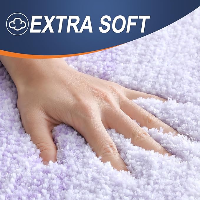 OLANLY Bathroom Runner Rugs Mat 47x20, Extra Soft Absorbent Microfiber Bath Rug, Rubber Backing, Quick Dry, Washable Long Bath Mats for Bathroom, Tub and Shower, Home Decor Accessories, Light Purple