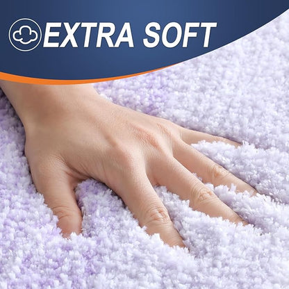 OLANLY Bathroom Runner Rugs Mat 47x17, Extra Soft Absorbent Microfiber Bath Rug, Rubber Backing, Quick Dry, Washable Long Bath Mats for Bathroom, Tub and Shower, Home Decor Accessories, Light Purple