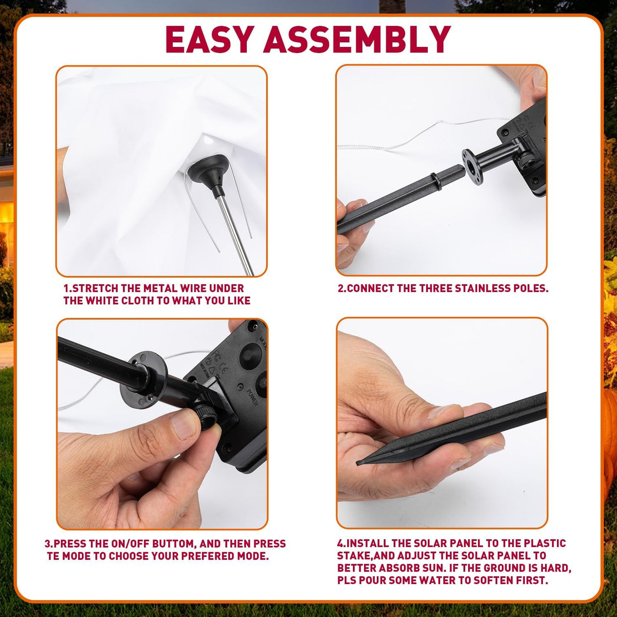 3Pack Halloween Solar Pathway Lights Ghost Stake Lights, Solar Powered Outdoor Decor for Yard, Lawn, Party & Halloween Decoration