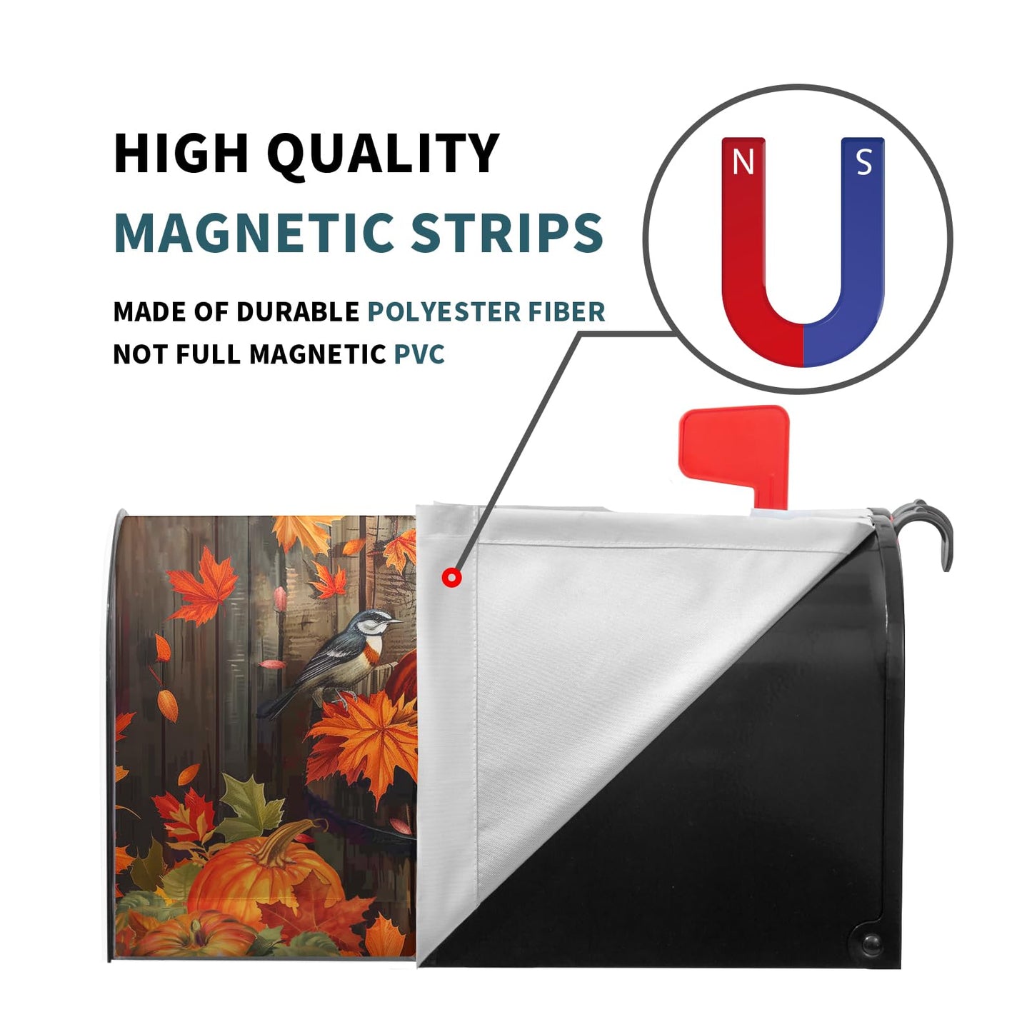 Fall Mailbox Covers Magnetic Standard Size 18x21inch Autumn Maple Leaves Mailbox Decoration Autumn Harvest Pumpkin Post Letter Box Cover for Outside Decor