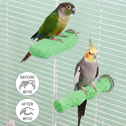 2 Pcs Bird Beak Grinding Stone, Anti-Slip Beak Grinder Stone Perches Resin Claws Trimmer Chewing Toys Cage Accessoriesfor Budgies, Parakeets, Conures, Cockatiels