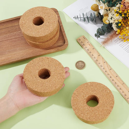 OLYCRAFT 4 Pack Cork Lids for Glass Planters 3.5~3.9 Inch Hydroponic Lids 1.2 Inch Thick Terrarium Cork Covers with 1.2 Inch Hole Natural Cork Stoppers for Hydroponic Plant Propagation Growing Vases