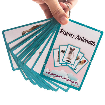 Zwttey Wild/Farm/Sea Animals Body Parts Learning English Flash Cards Kids Montessori Toys Baby Cards Child Pocket Card Pre-Kindergarten