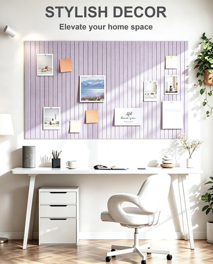 G Gamit 0.47" Thick Felt Pin Board 36"x24" Large Cork Board Alternative 6 Pack 11.81"x11.81"Felt Bulletin Board Wall Tiles Notice Board with 30 Pushpins for Home Office School(Fine-Light Purple)