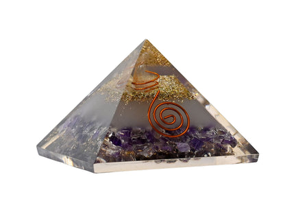 Amazing Gemstone Large Orgone Pyramid | Glow in Dark Amethyst Pyramid Crystal | Orgonite Pyramid | Organ Pyramids Positive Energy Healing