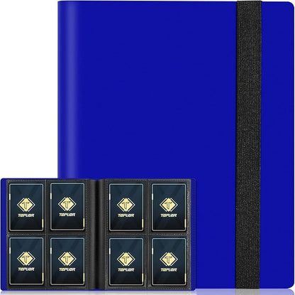 4 Pocket Card Binder for 160 Sleeves, Card Folder Ablum for Trading Cards Collection for Sports Cards, Baseball Cards, Game Cards, Mini TCG Binder Fit for MTG, Gift for Card Collector(Navy Blue)