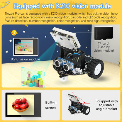 Yahboom Micro bit Smart Robot Car Tinybit Pro AI Visual Recognition Graphical Cooding Line Tracking Ultrasonic Sensor IR APP Control