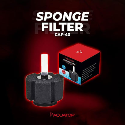 Aquatop Internal Sponge Filter – for Aquariums Up to 40 Gallons – Compatible with Air Pumps or Powerheads – Mechanical & Biological Filtration
