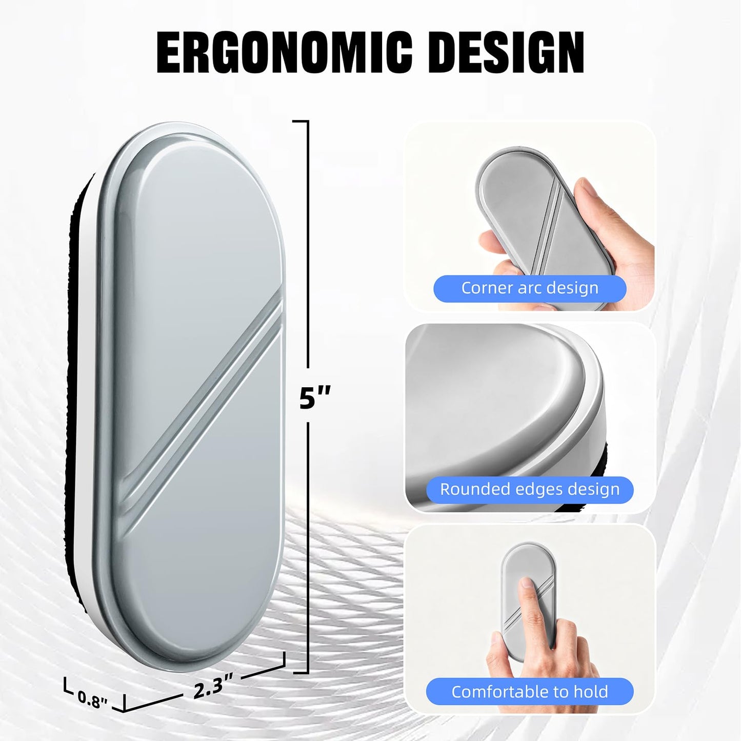 FUNISKETCH Magnetic Detachable Dry Erase Eraser, Glass Board Erasers, 1 Pack, Whiteboard Eraser for Dry Erase Board, Glass Board, Calendar Board, Office and School Supplies (Gray)