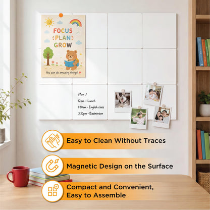 Comix Magnetic Board, 12 Pack Magnetic Whiteboard for wall, 11.8 x 11.8 Inches Dry Erase Board for Kids, Students, White Board Dry Erase Set for Fridge, Office and Home, White