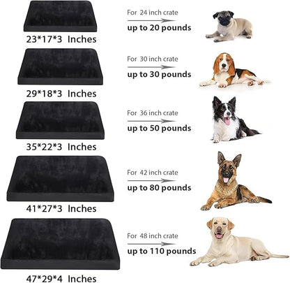 Dog Crate Bed Waterproof Deluxe Plush Dog Beds with Removable Washable Cover Anti-Slip Bottom Pet Sleeping Mattress for Large, Medium, Jumbo, Small Dogs, 29 x 18 inch, Black
