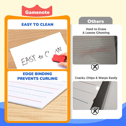 GAMENOTE White Board Dry Erase, Small Magnetic Lined White Board Set, Double Sided Magnet Ruled Lap Boards Whiteboard for Kids and Student Learning, 9x12 Inches (Pack of 24)