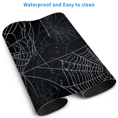 MAYCARI Halloween Cute Spider Webs Mouse Pad Kawaii Cartoon Funny Spirit Extended Desk Mat Non-Slip Rubber Baseb Large Black White Mousepad for Desk Gaming Laptop Desktop 31.5"X15.7"