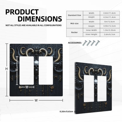 Light Switch Cover Plate Mid Century Dark Fantasy Gothic Skull Horror 2 Gang Double Rocker Outlet Covers Decorative Switch plates Electrical Wall Plates GFCI for Bathroom Bedroom Decor