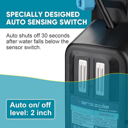 Sump Pump Submersible Utility Water Pump Thermoplastic Portable Electric Water Removal Transfer Pump with 16.4FT Cord for Swimming Pool Basement Garden Pond Tubs Draining, 1/3 HP Auto 2400GPH