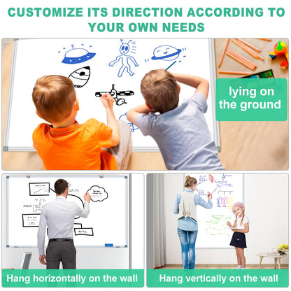 H-Qprobd White Board Dry Erase Boards for Wall 5' x 3' Magnetic Whiteboard - 60"x36" Aluminum Presentation Large Whiteboard with Long Pen Tray, 6 Markers, 2 Erasers &12 Magnets