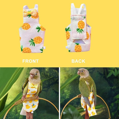 6 Pcs Bird Diapers FAURAPMNG Parrot Nappy Flight Suit Reusable Cockatiel Clothes with Elastic Back Rope Waterproof Inner Layer Washable Diaper Pants for Parakeets, Budgies, Mini Macaws, Quaker Parrots