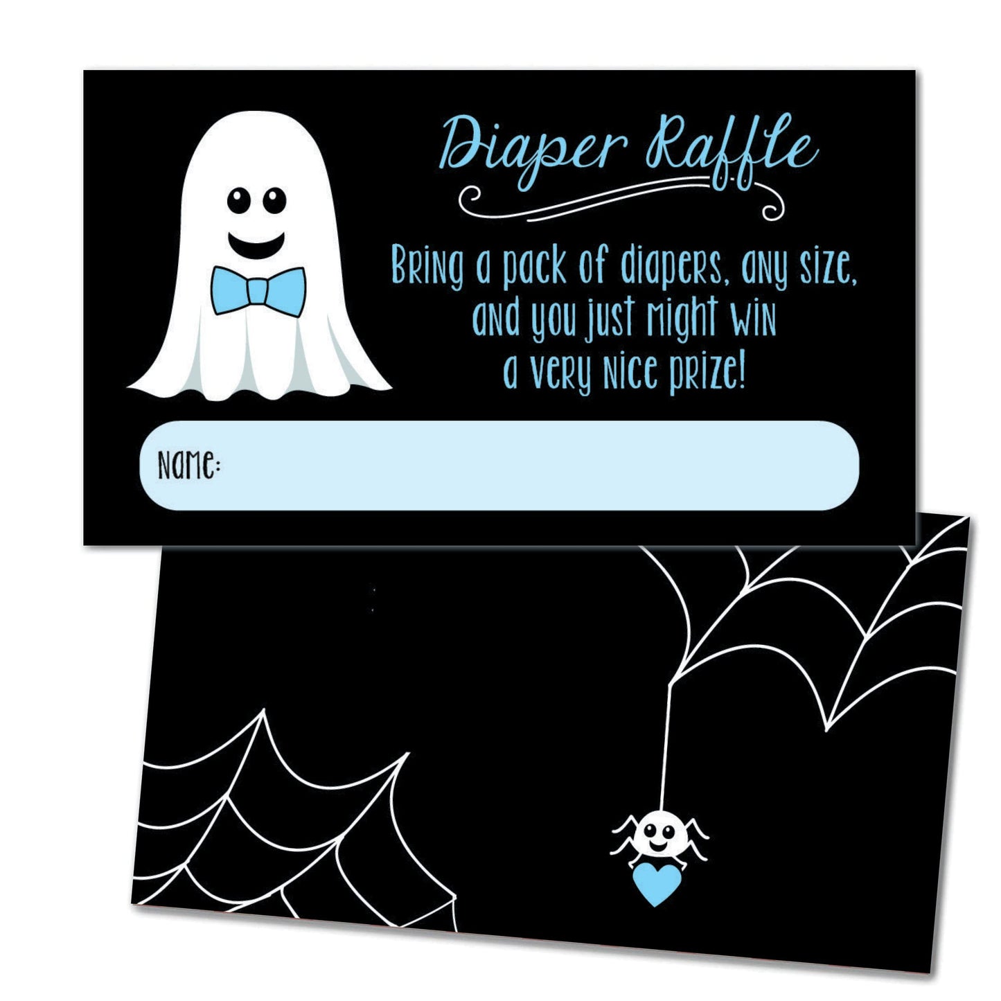 25 Ghost Diaper Raffle Tickets for Halloween Little Boo Baby Showers - Blue
