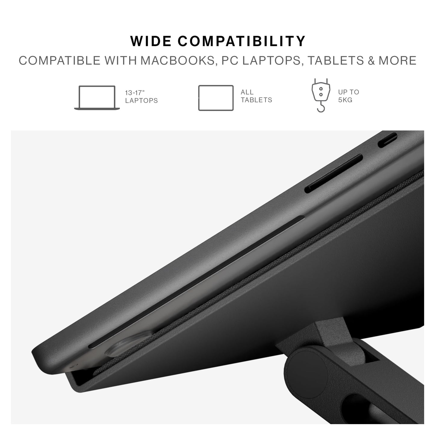 Native Union Desk Laptop Stand – Height Adjustable Ergonomic Computer Stand – Compatible with MacBook Air/Pro, iPad, Dell, HP, Lenovo, Microsoft Surface & Laptops & Tablets Up to 5kg (Black)