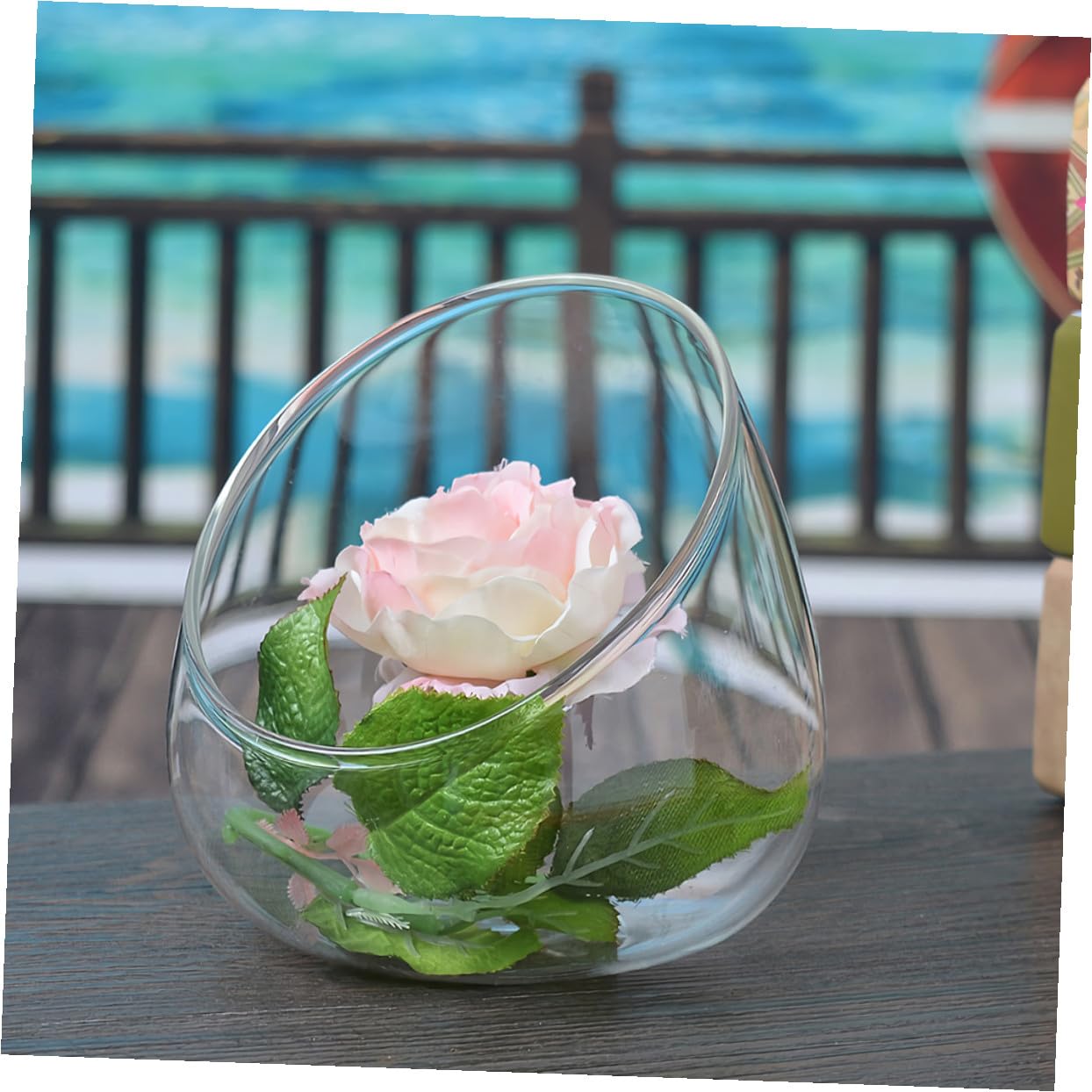 Toyvian Succulent Vase Set 3pcs Slant Cut Glass Ecological Bottles Micro Landscape Desktop Terrarium Containers for Home Office Decor
