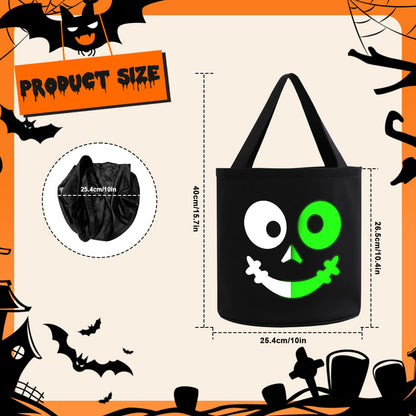 JCJ 3PCS Trick or Treat Bags Halloween Basket Candy Bucket Multipurpose Portable Collapsible Reusable Goody Bucket for Kids Halloween Party Favor