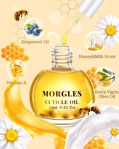 MORGLES Nail File and Buffer Blocks with Nail Care Kit, 13 Pcs Manicure Kit for Women with Milk and Honey Cuticle Oil and Cuticle Trimmer Set