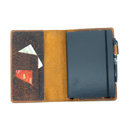 JJNUSA Leather Cover Compatible With Leuchtturm1917 Composition B5 7" x 10" Notebook Travel Journal Cover Distressed Refillable Writing Diary Flower Brown