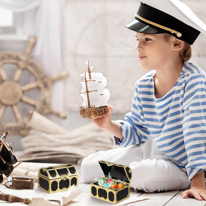 Veemoon 12 Pack Pirate Chest Storage Boxes Plastic Mini Treasure Chests 2.95X2.12X1.96In Waterproof Decorative Pirate Sugar Box for Party Favors Cake Decorations and Kids Pretend Play