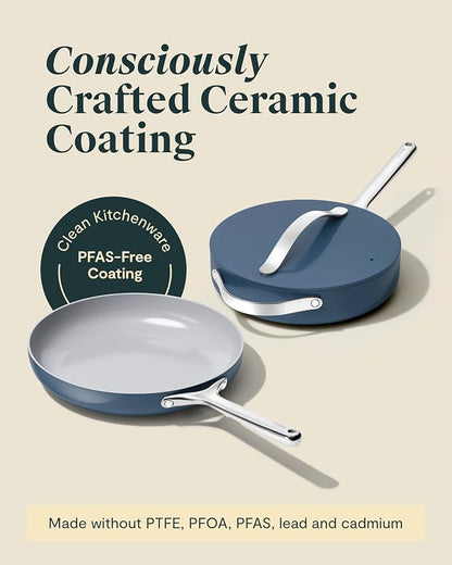 Caraway 8in + 10in Fry + 12in Fry Set (no lids) + 3Qt+ 4.5Qt Saute Duo White