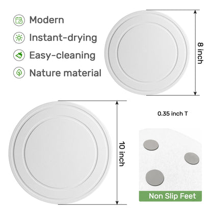 Relime Diatomaceous Earth Plant Saucer for Indoor, 2 Pack 8 inch, Instant Dry Pot Saucer, Plant Drip & Drainage Tray for Indoor, Off White