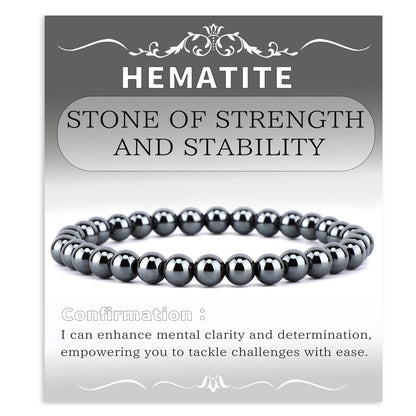 Bymitel 6mm Hematite - Handmade Reiki Gemstone Stretch Bracelet, Natural Beauty & Spiritual Essence, Crystal Healing for Unisex Adults