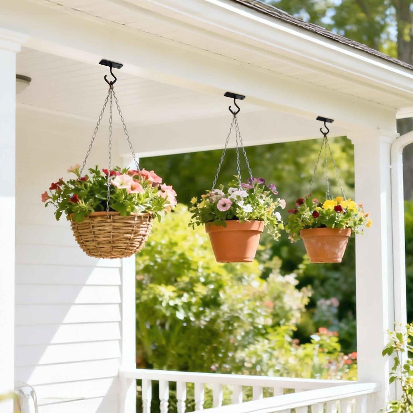 Lifyzoon Ceiling Hooks for Hanging Plants - 2.5 Inch Iron Plant Bracket 8 Pack, Metal Plant Hanger Wall Hooks for Plants, Lanterns, Light, Wind Chimes, Indoor&Outdoor Decoration Black