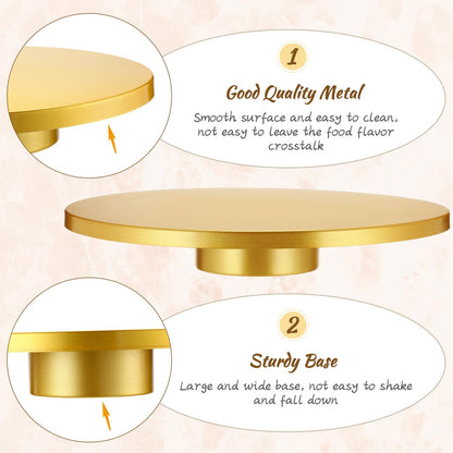 Wenqik 18 Inch Metal Cake Stand with Cake Knife and Spatula, Round Dessert Table Display Stand Metal Dessert Tray Serving Platter for Party, Wedding, Birthday, Baby Shower, Anniversary(Gold)