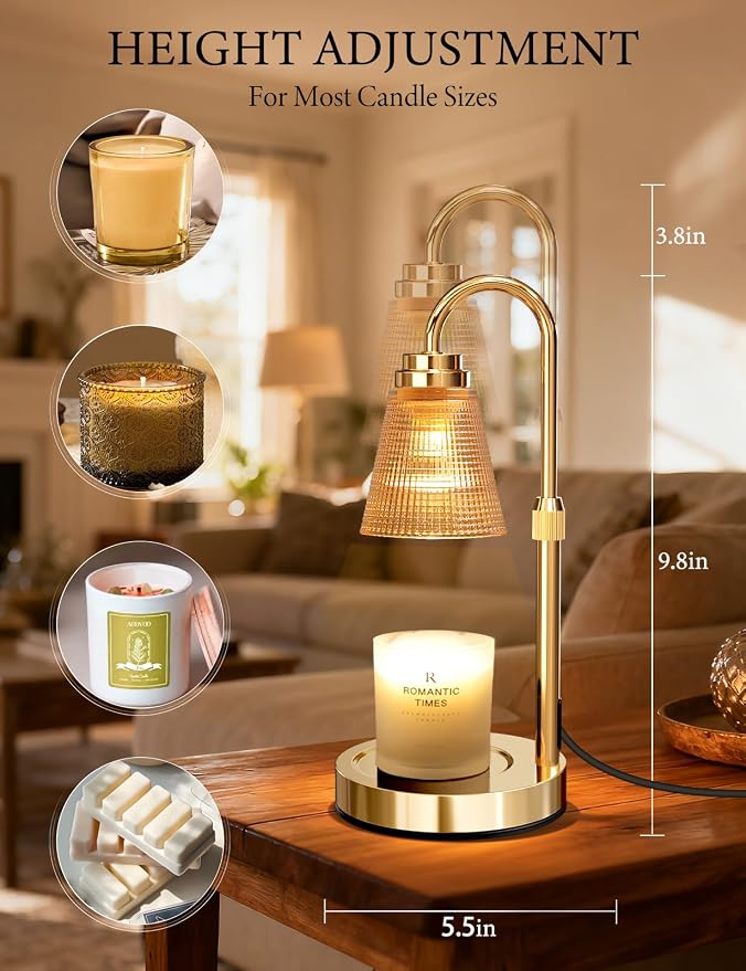 Candle Warmer Lamp with Timer Dimmable, Lamp Candle Warmer Birthday Gifts for Women, Black Adjustable Wax Melter Warmer for Jar Candles, House Warming Gift Home Decor