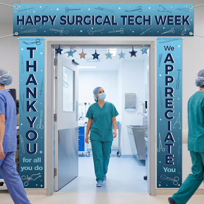 Fanfanwin 3 Pcs Happy Surgical Tech Week Banner We Appreciate Thank You Celebrate with Surgical Tech Week Party Decor Doctor Staff Party Supplies for Hard Work Nurse Doctor