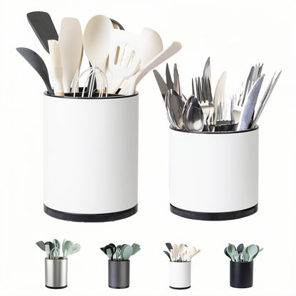 LIBODOUR Utensil Holder,Extra Large Utensil Holder for Kitchen Counter, Silverware Organizer, Stainless Steel Storage Cooking Caddy Flatware Spoon Spatula Tool Cutlery Container(2 Set)