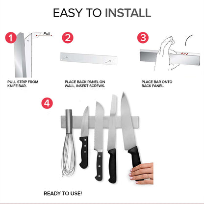Modern Innovations 12 Inch Stainless Steel Magnetic Knife Bar with Multipurpose Use as Knife Holder, Knife Rack, Knife Strip, Kitchen Utensil Holder, Tool Holder, Art Supply Organizer, Home Organizer